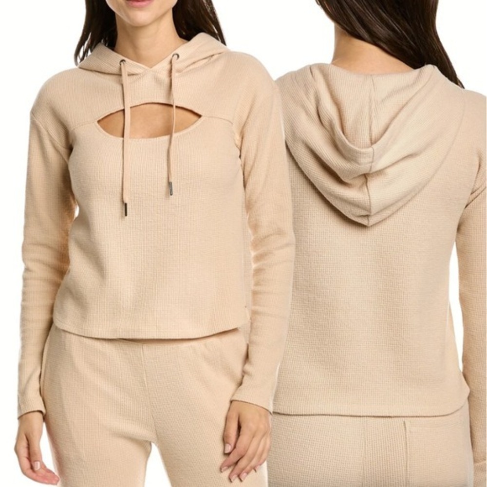 N Philanthropy Revolve Blaire Waffle Knit Cut Out Sweatshirt Extra Small Clay